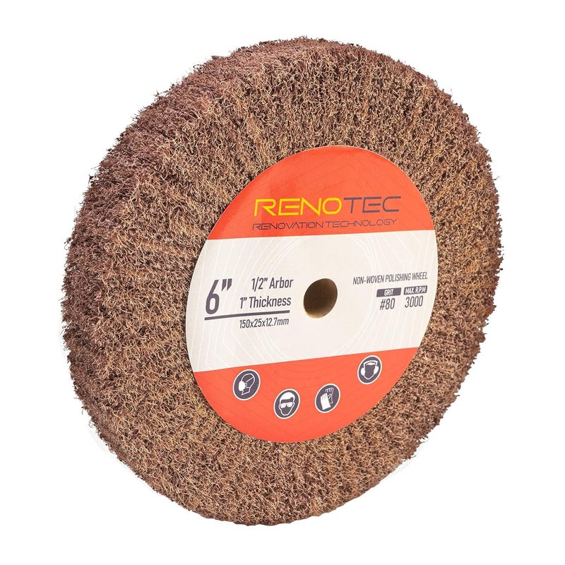 RENOTEC 6 Inch Flap Wheel, Non-Woven Polishing Wheel (Grit80) - Image 1
